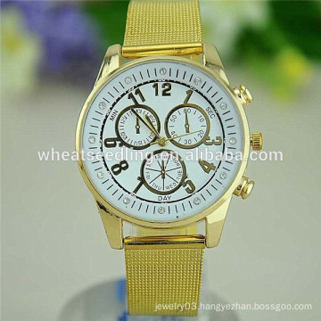 New design 3 dial alloy luxury men's gold watch